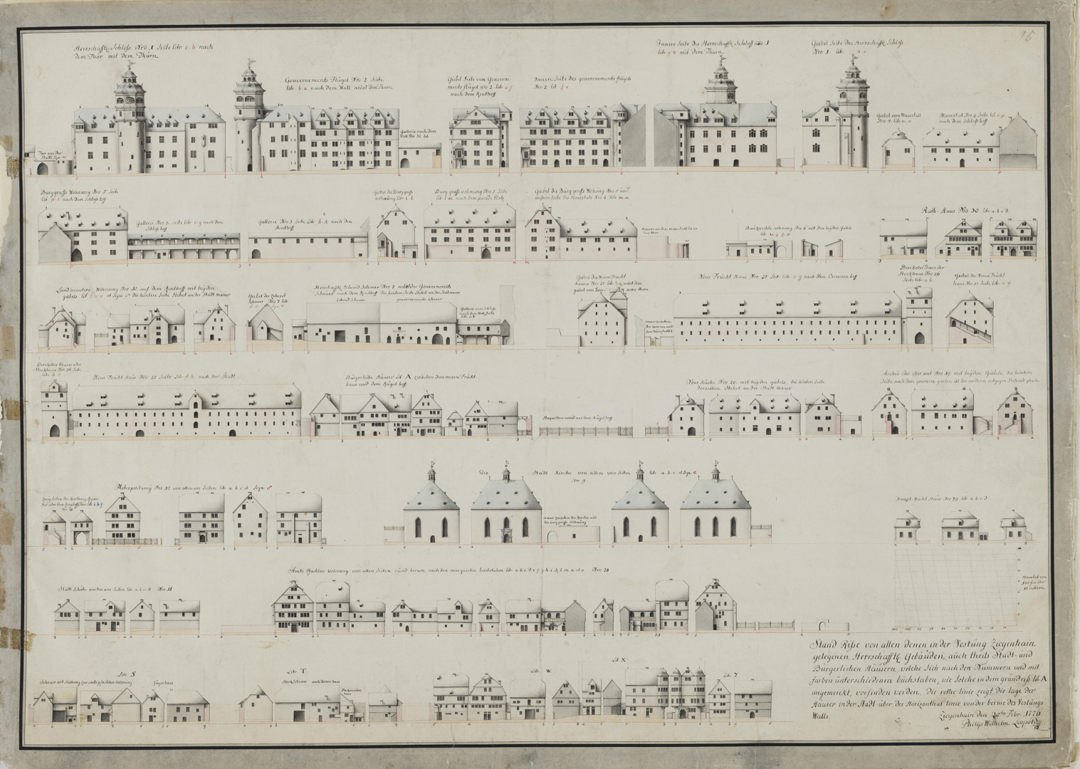 Zeichnung von Gebäudefassaden in Ziegenhain