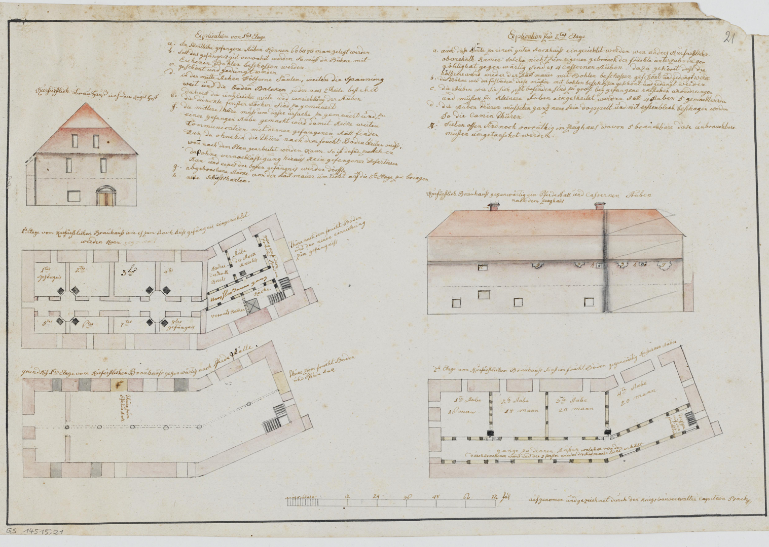 Historische Zeichnung von Philipp Wilhelm Leopold zur Festung Ziegenhain